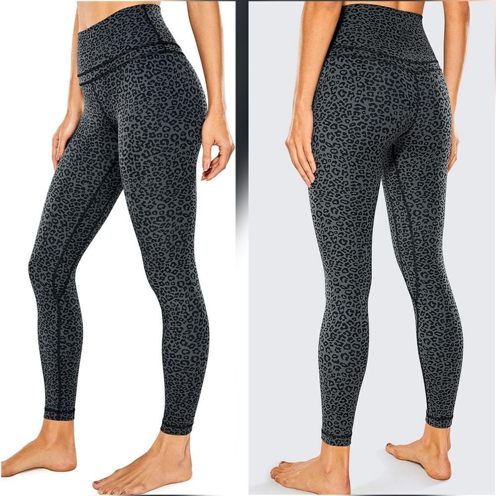 🔹️Gray & Black Leopard Print Active Pants Small